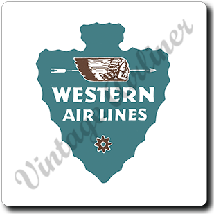 Western Airlines Vintage 1940's Square Coaster