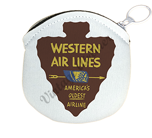 Western Airlines Vintage Oldest Airline Bag Sticker Round Coin Purse
